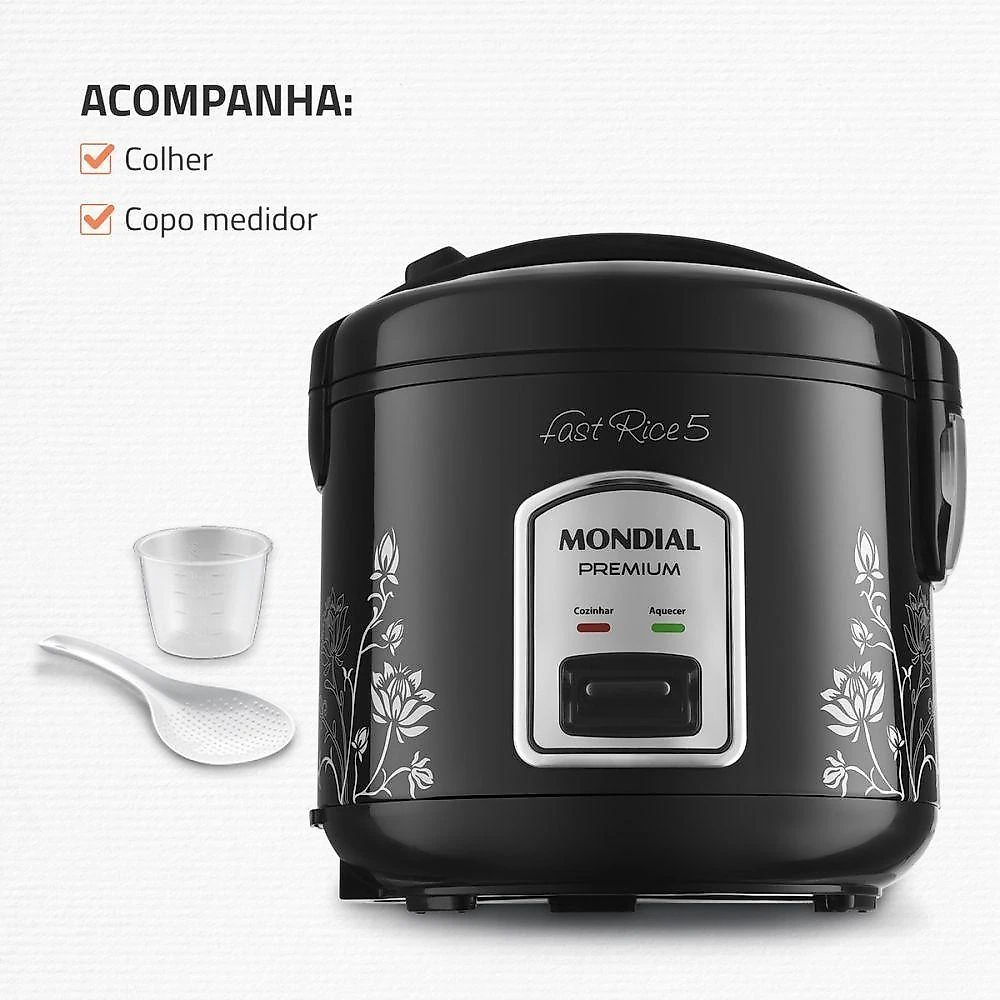 Panela de Arroz Elétrica Fast Rice 5 Premium NPE-08-5X 5 Xícaras 400W com Cuba Antiaderente 110V