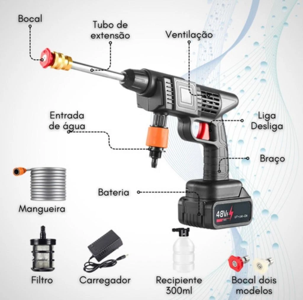Miniatura Mini Vap Lavadora Jato Alta Pressão Portátil Sem Fio Bateria