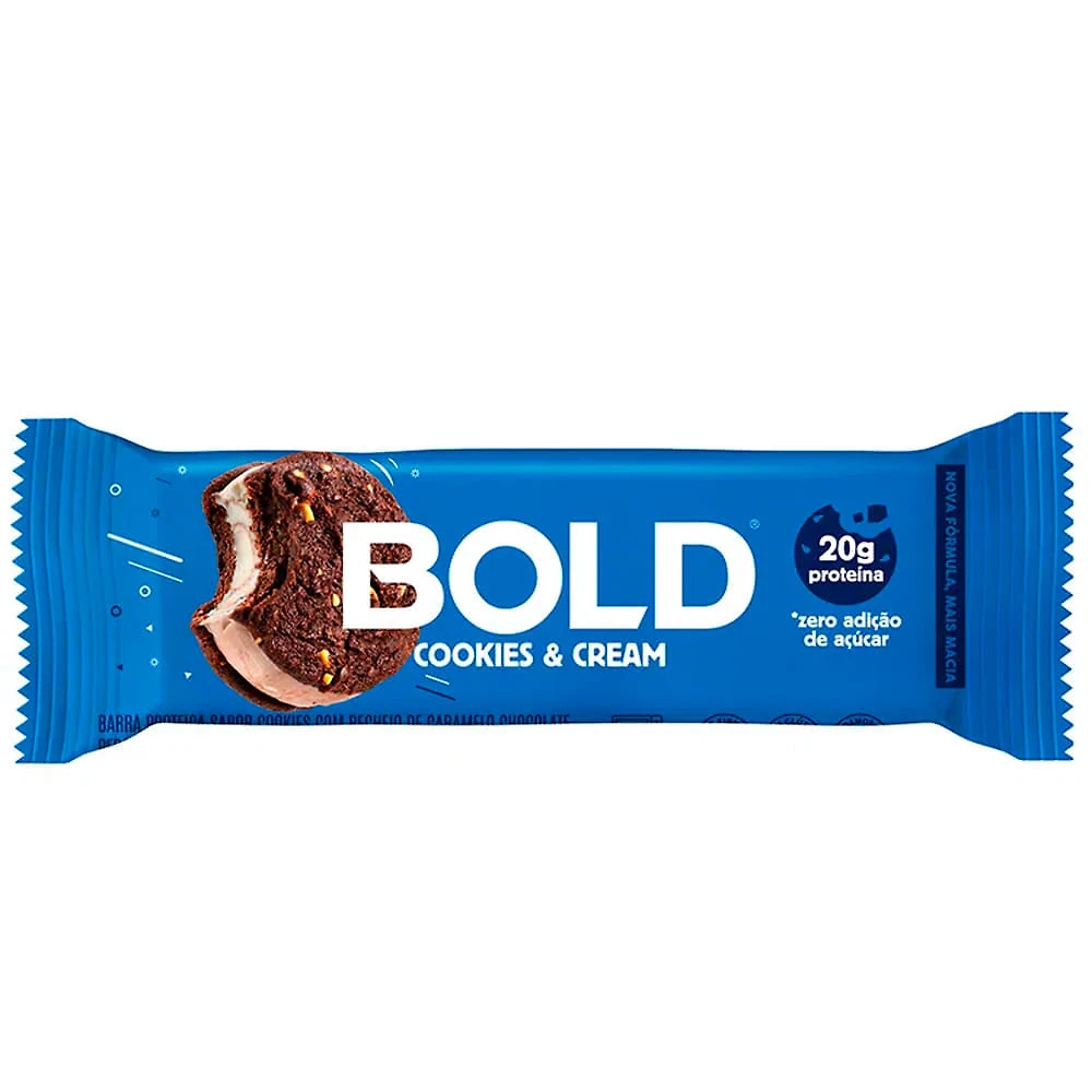 Barra de Proteína Bold Sabor Cookies & Cream 20g de Proteína Zero Açúcar com 60g