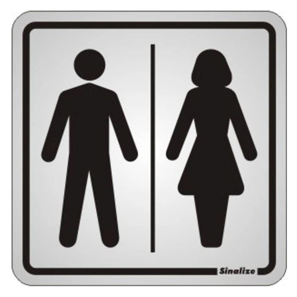 Placa de Alumínio Autoadesiva 15x15cm Sanitario Masculino - Feminino 120 Bb Sinalize Placa Alum