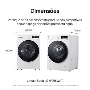 Lava e Seca LG Smart WD16WNTS6B 16kg 127V Branca Inteligência Artificial AI DD 110V