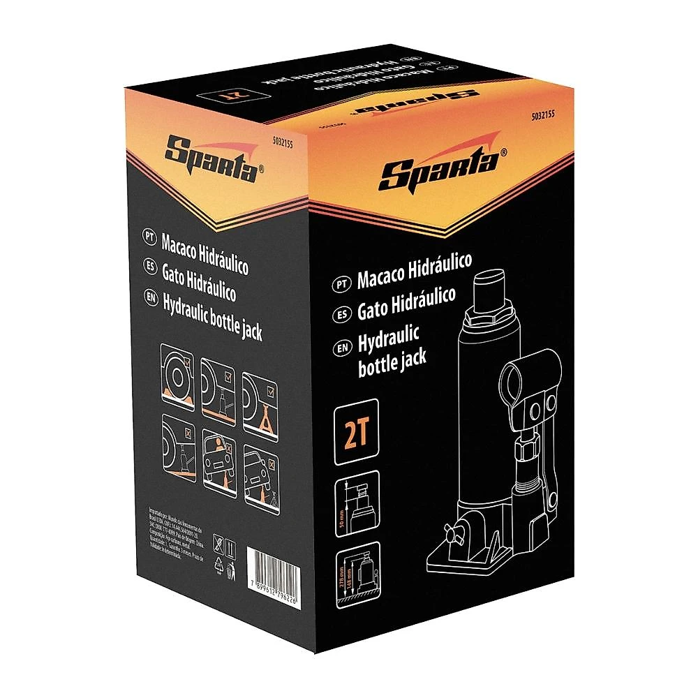 Macaco hidráulico garrafa 2t elevação 148-278mm aço sparta 5032155 doméstico