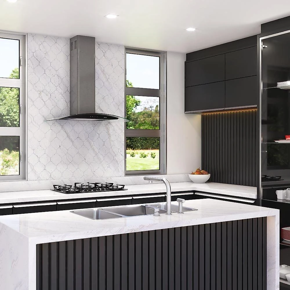 Coifa Terim de Parede Clean Vidro Curvo Black Kroma 75cm Preto Com Kromanox 220V