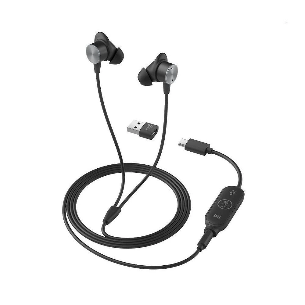 Fone de Ouvido com Fio Intra Auricular Logitech Zone Wired Earbuds UC 981 001012 Uso Corporativo