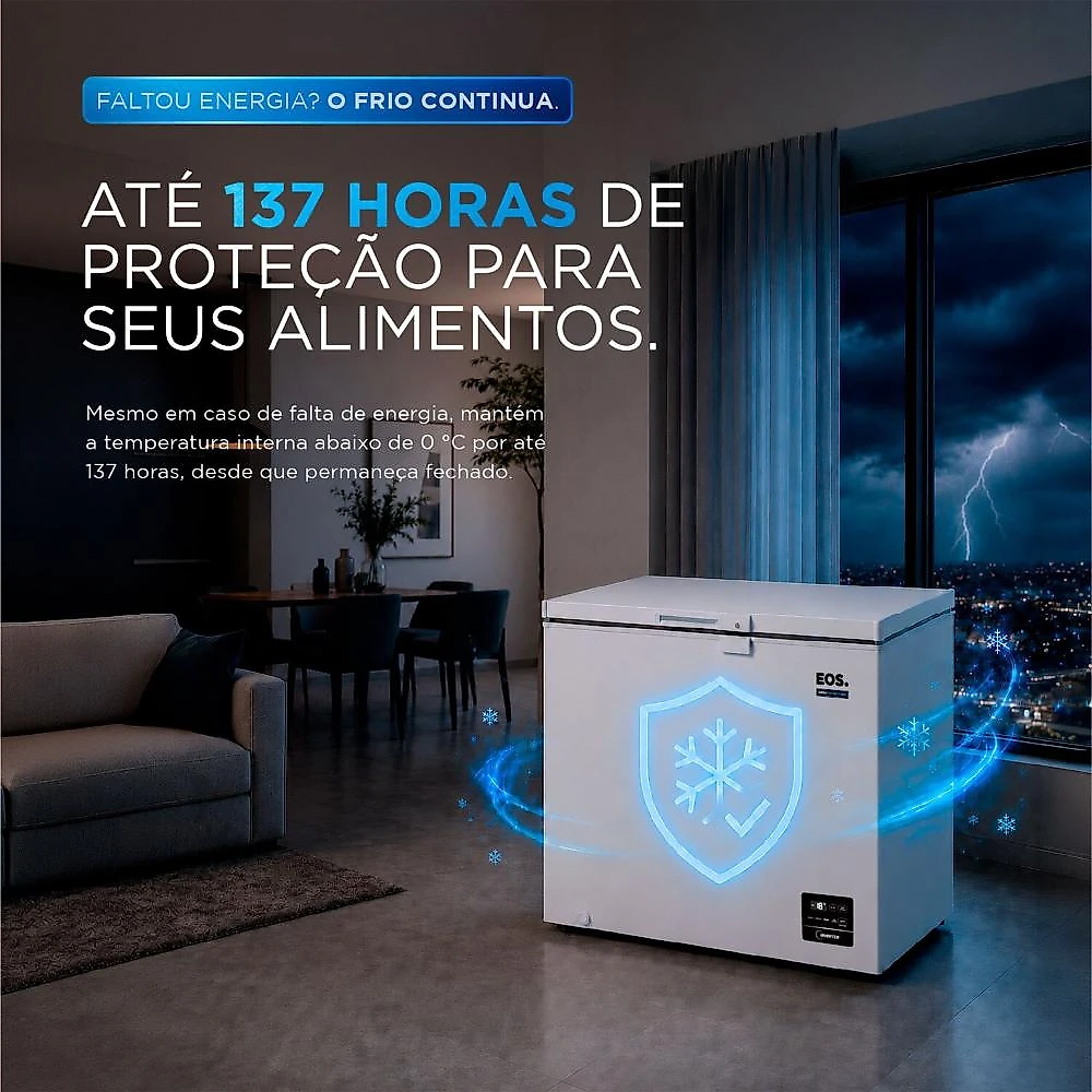 Freezer e Conservador Horizontal EOS 215 Litros Digital Tripla Ação Max Inverter Branco EFH251IDX Bivolt