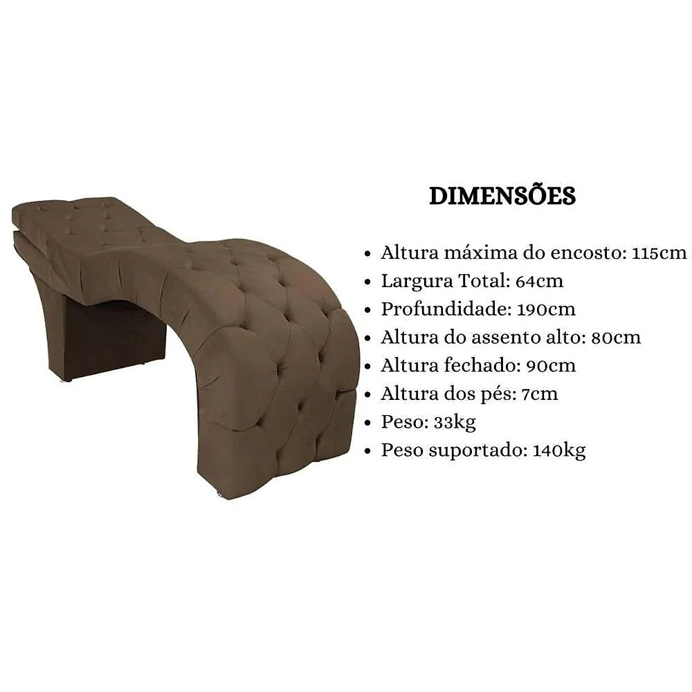 Maca Estética Estofada Reclinável Ergonômica Spa Veludo Yara Cor:marrom