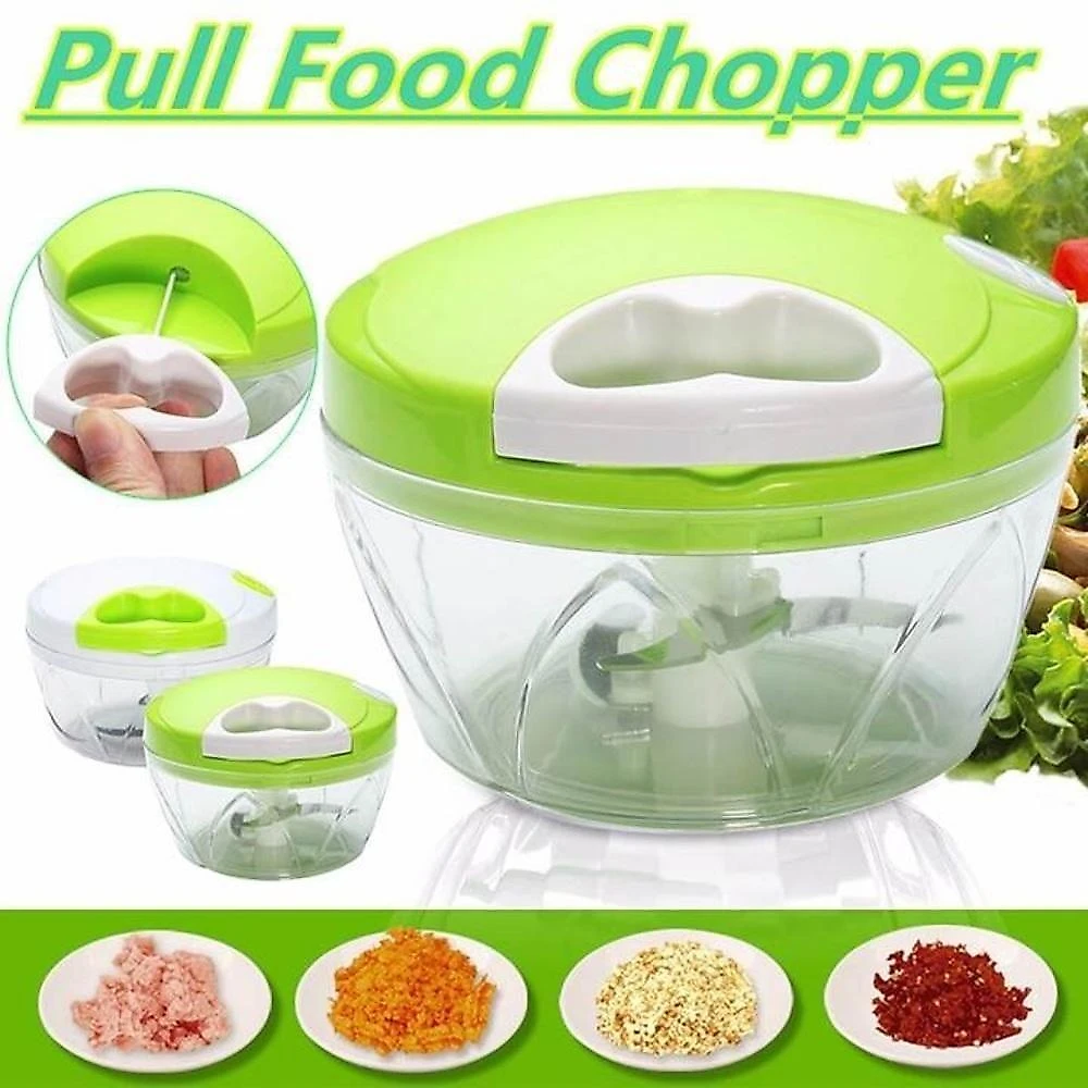 Mini Triturador Manual de Alimentos 3 Lâminas em Plástico e Aço Inoxidável