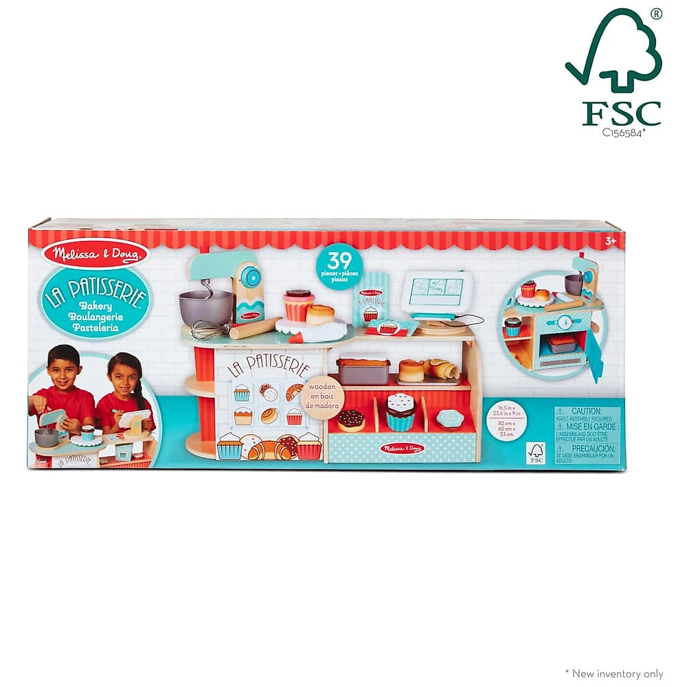 Balcão Padaria Infantil La Patisserie de Madeira com 39 Peças para Crianças Acima de 3 Anos, Melissa & Doug