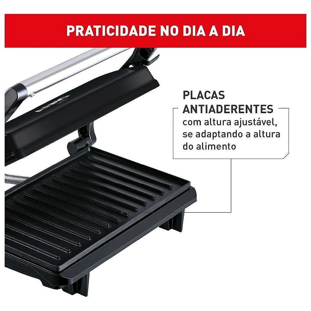 Grill Arno Compact Gpto com Placa Antiaderente Ajustavel Alca Fria Preto