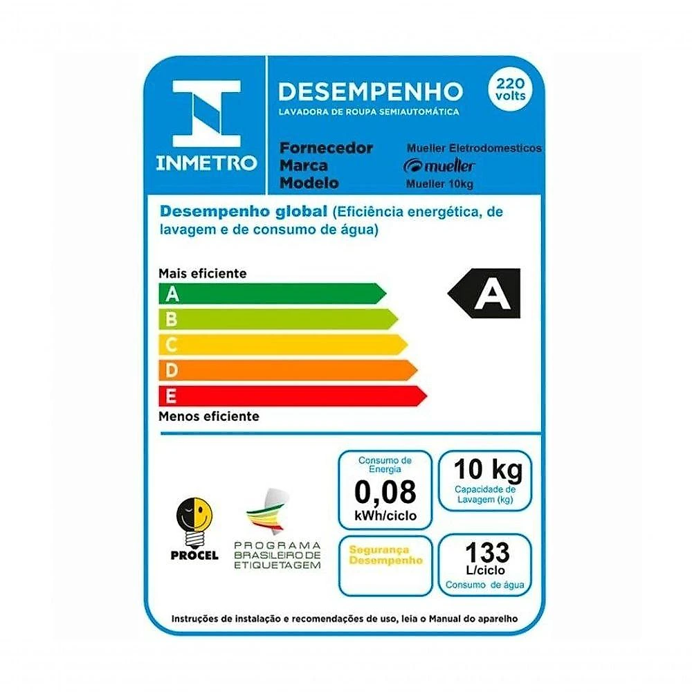 Lavadora Semiautomática Mueller Family Lite 10kg Branca 220v 220V