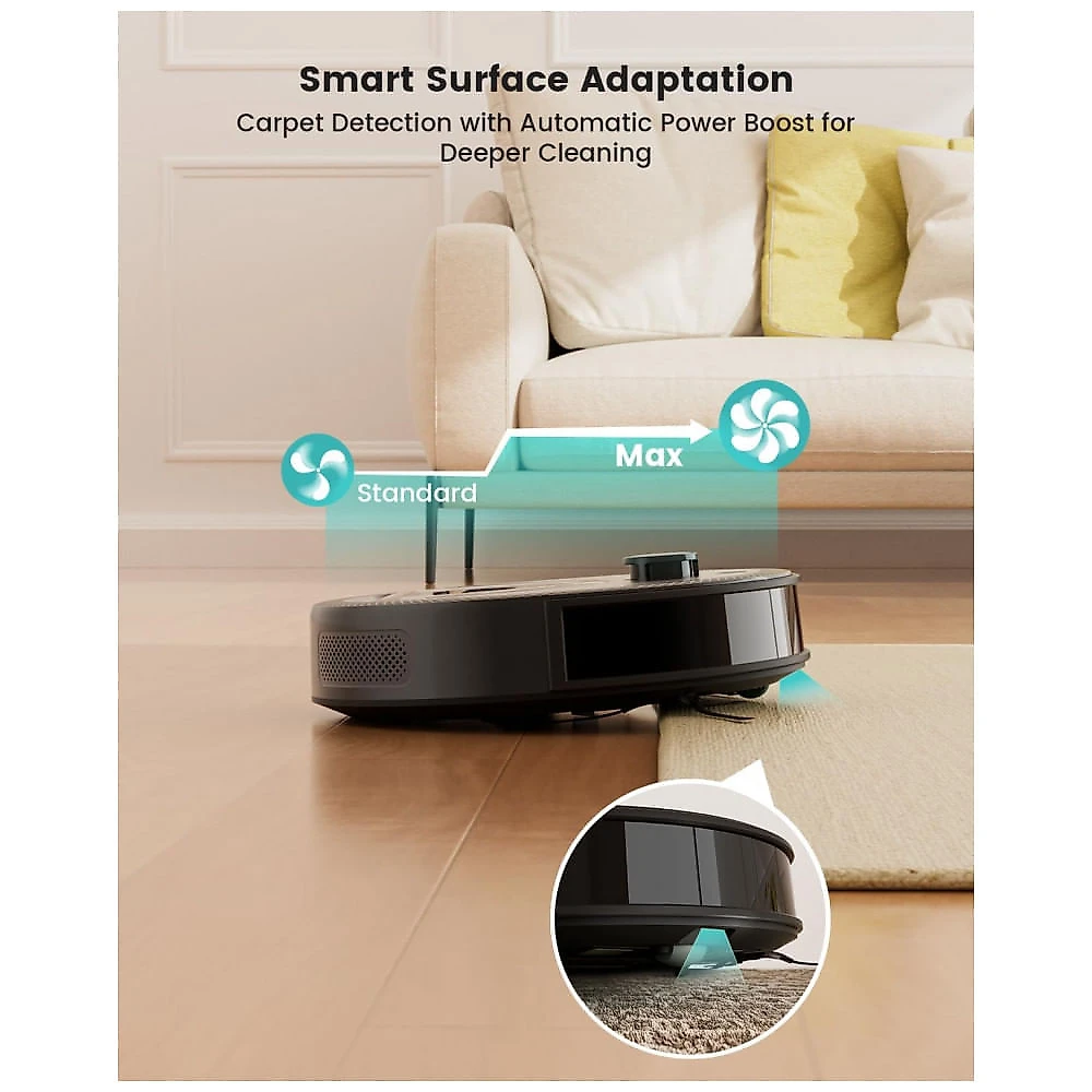Robô Aspirador Lefant M330 Pro LiDAR Preto 2 em 1 com Mapeamento e Navegação Inteligente 150 Min