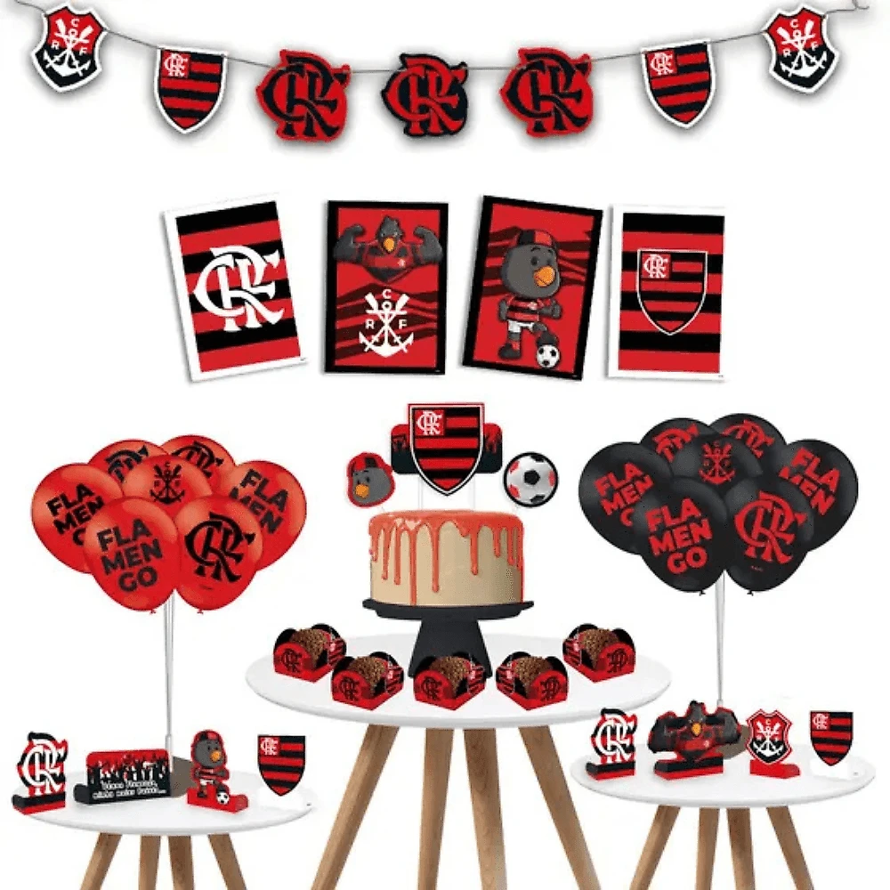 Kit Festa Completo Flamengo 62 Peças Decoração VERMELHO