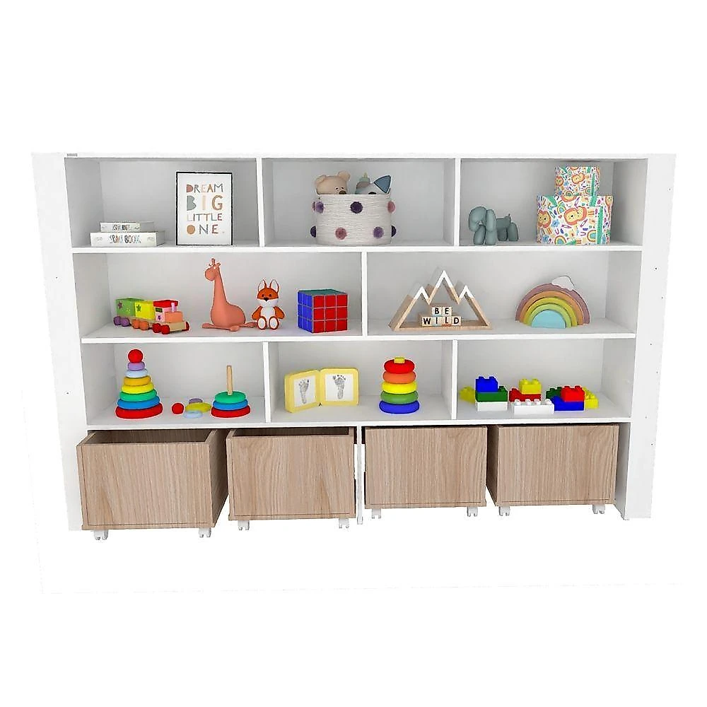 Organizador de Brinquedos Norberto Baús Porta Carrinho e Livro MDF Woodcore