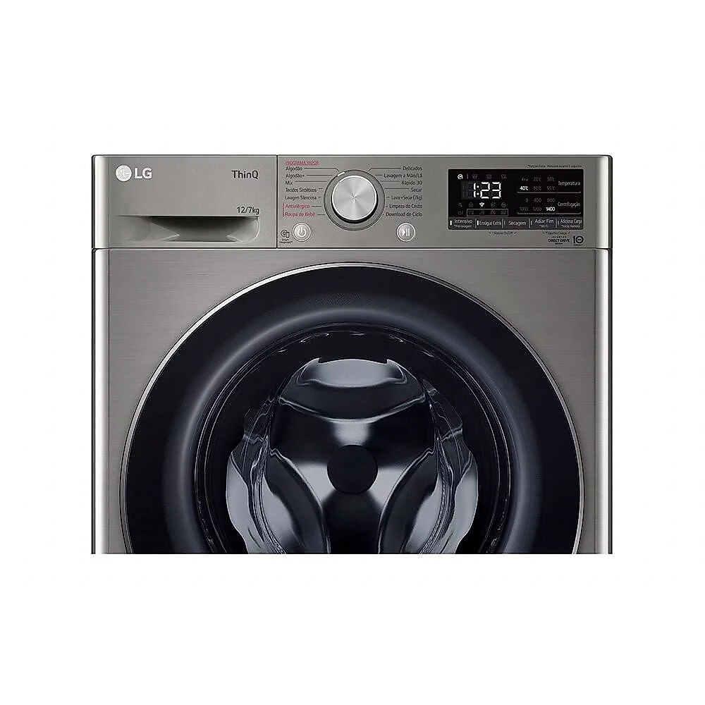 Lava e Seca LG 12kg com Inteligência Artificial AIDD, CV5012PC4 Inox - 110V