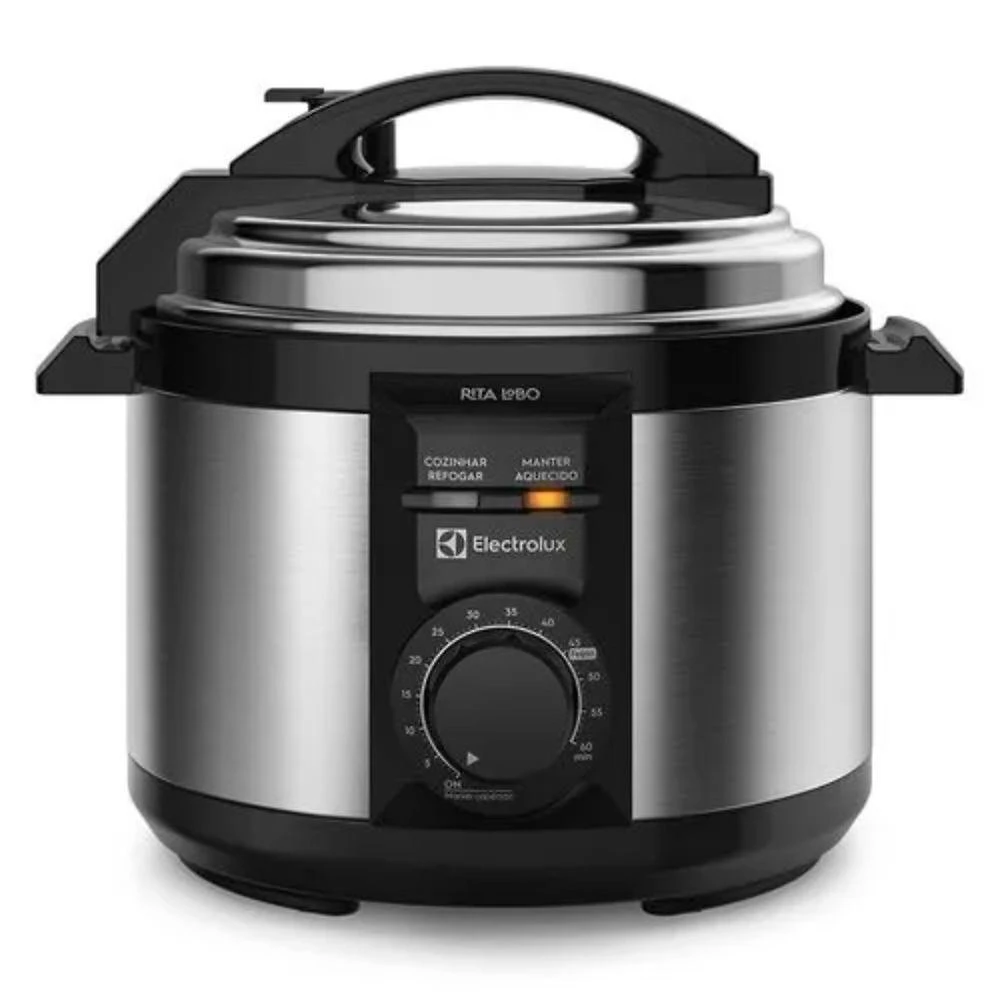 Panela De Pressão Elétrica Electrolux 3L Efficient Por Rita Lobo Pce15 Preta Com Inox 110V