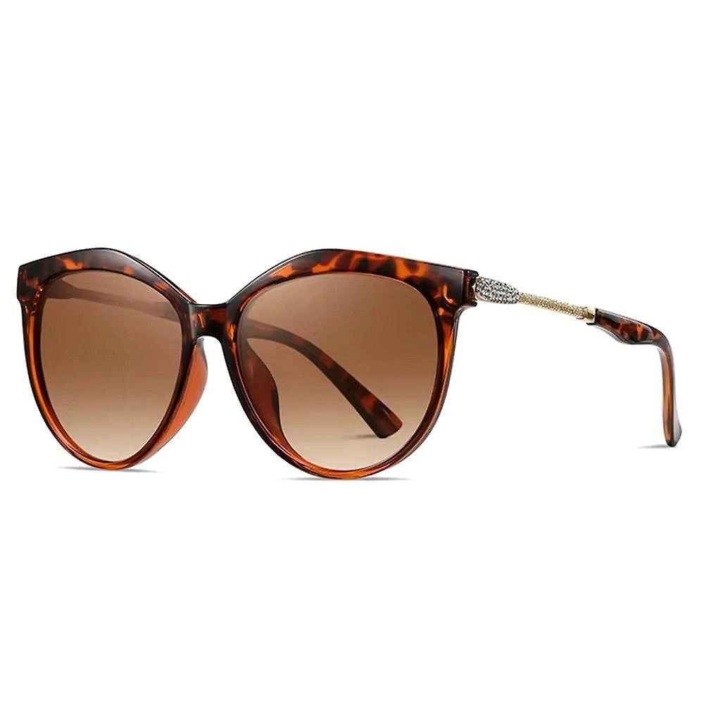 Óculos De Sol Para Mulheres Polarizados Cat Eye Gradiente Leopardo Marrom