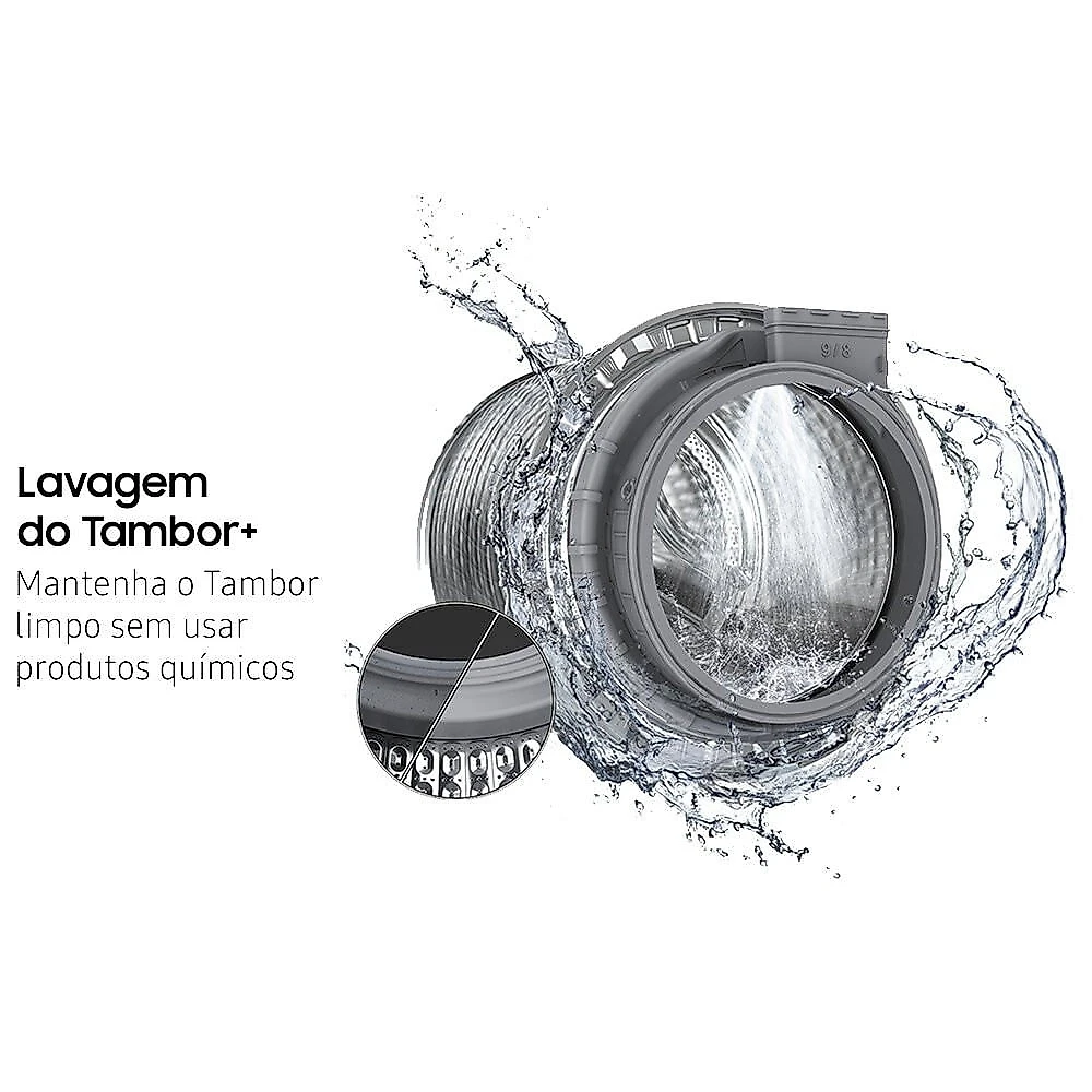 Lava e Seca Samsung 18kg Smart Wie#8209;Fi Ecobubble Vapor de Higiene Black Inox WD18T Black Inox Look - 220V