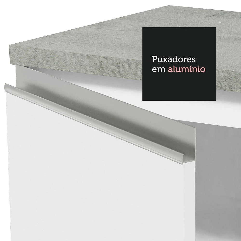 Armário de Cozinha Completa 240cm Branco Glamy Madesa 09 Branco