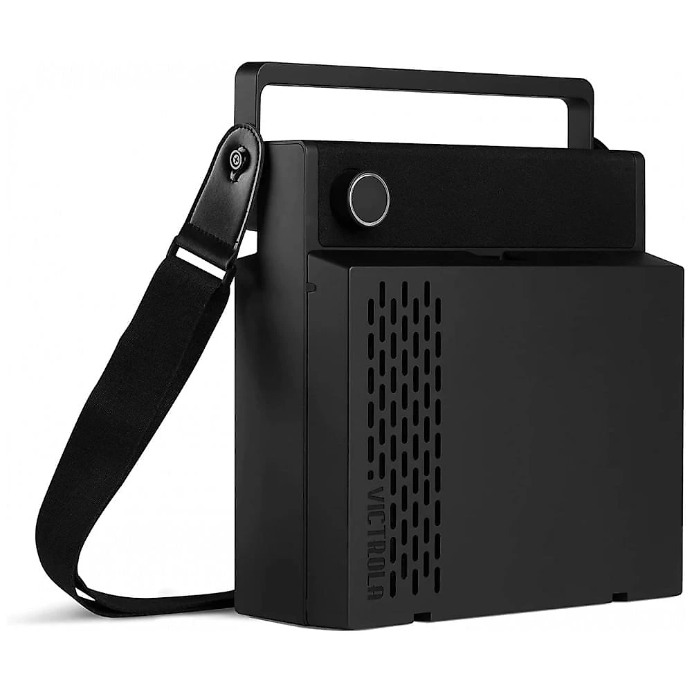 Toca Discos Recarregável Portátil com Bluetooth e Alto Falantes Integrados, Victrola Revolution GO, Preto