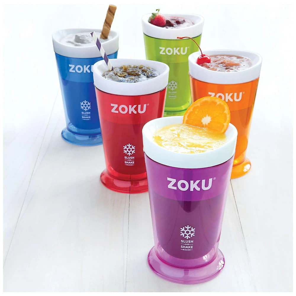 Kit 2 Copos de Raspadinha ZOKU Frozen Vermelho Azul Sistema Gel 7 Minutos 240ml