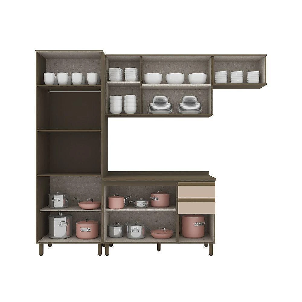 Cozinha Compacta Connect 10 Portas 5 Prateleiras MDF Duna-cristal Móveis Henn