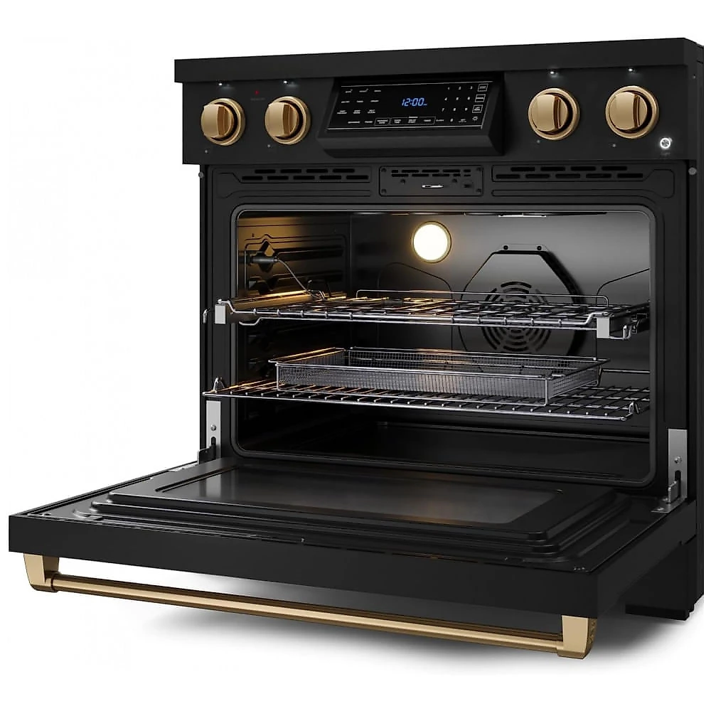 Fogão elétrico de piso 91cm Thor Kitchen Gordon Ramsay vidro cerâmico 5 zonas forno elétrico 170L convecção e grill 220V