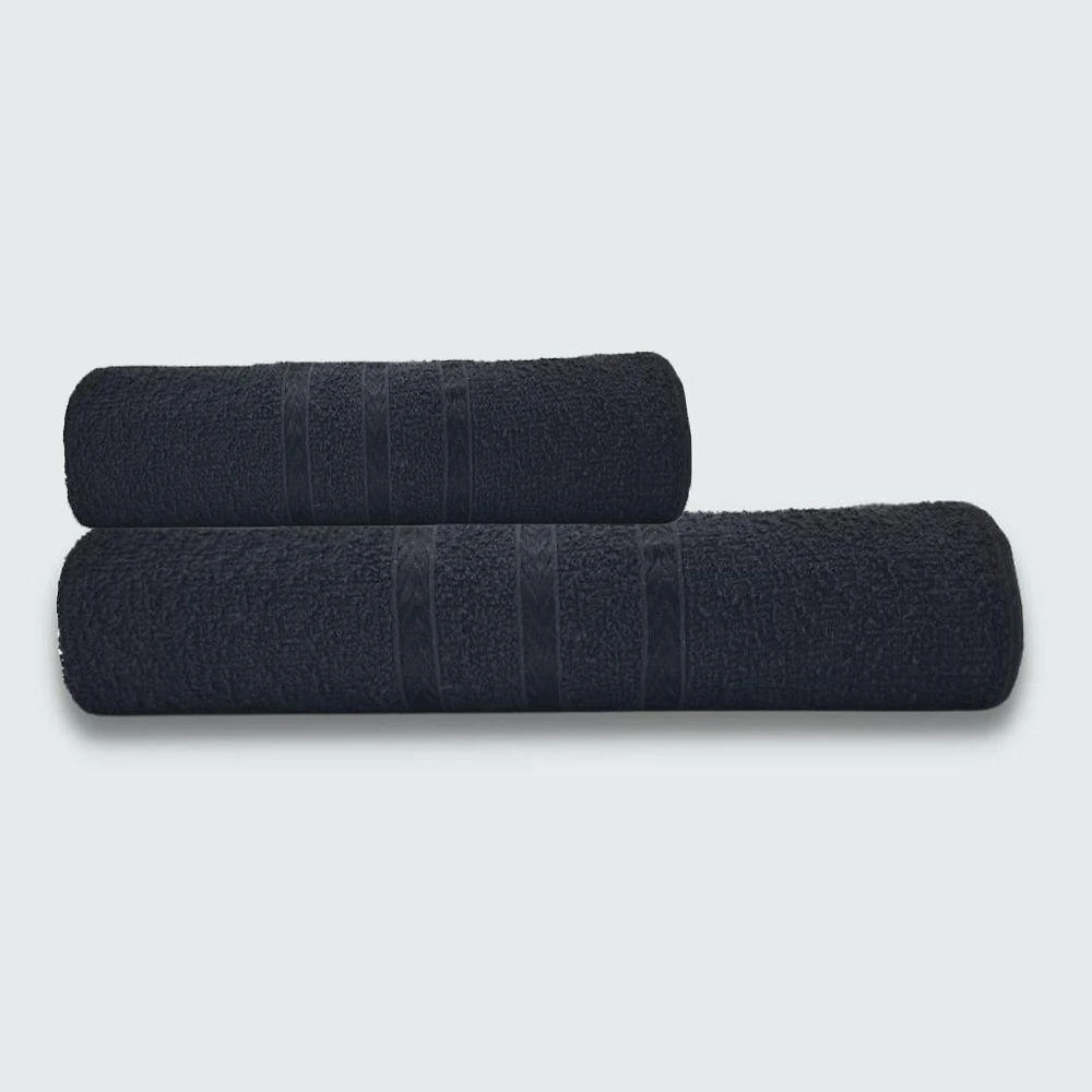 Jogo de Banho Verona Luxo 100% Algodão 230g-m2 Preto Toalhas Beka 2 PEÇAS