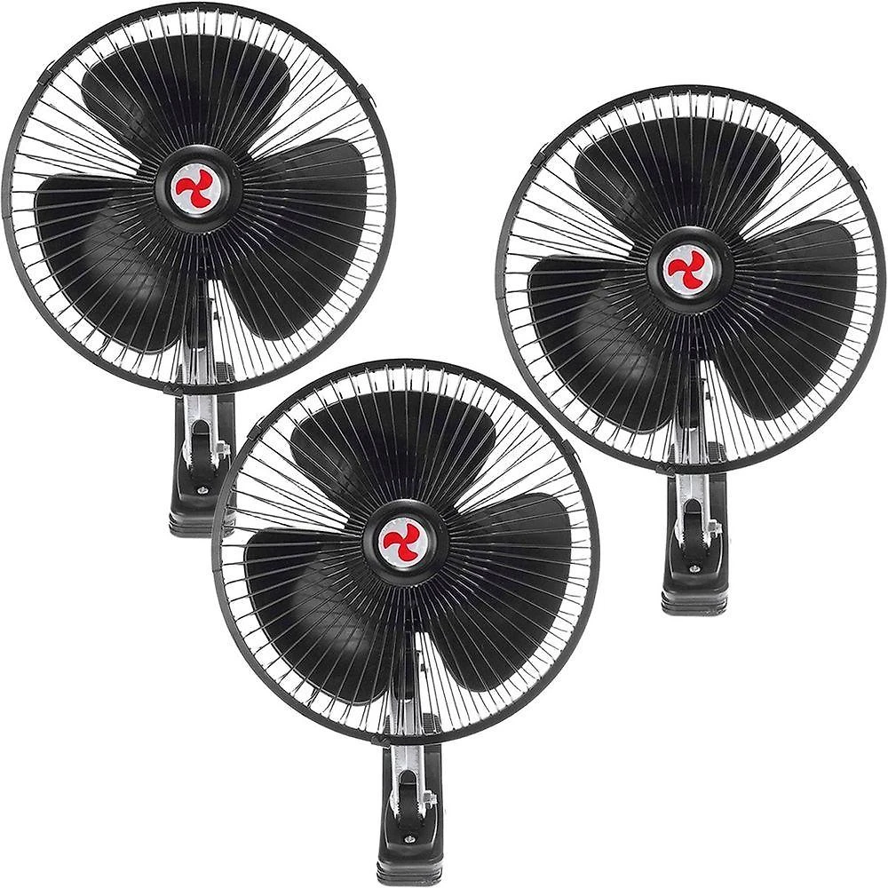 Kit 3 Mini Ventilador Veicular Carro Ônibus Caminhão De 20cm