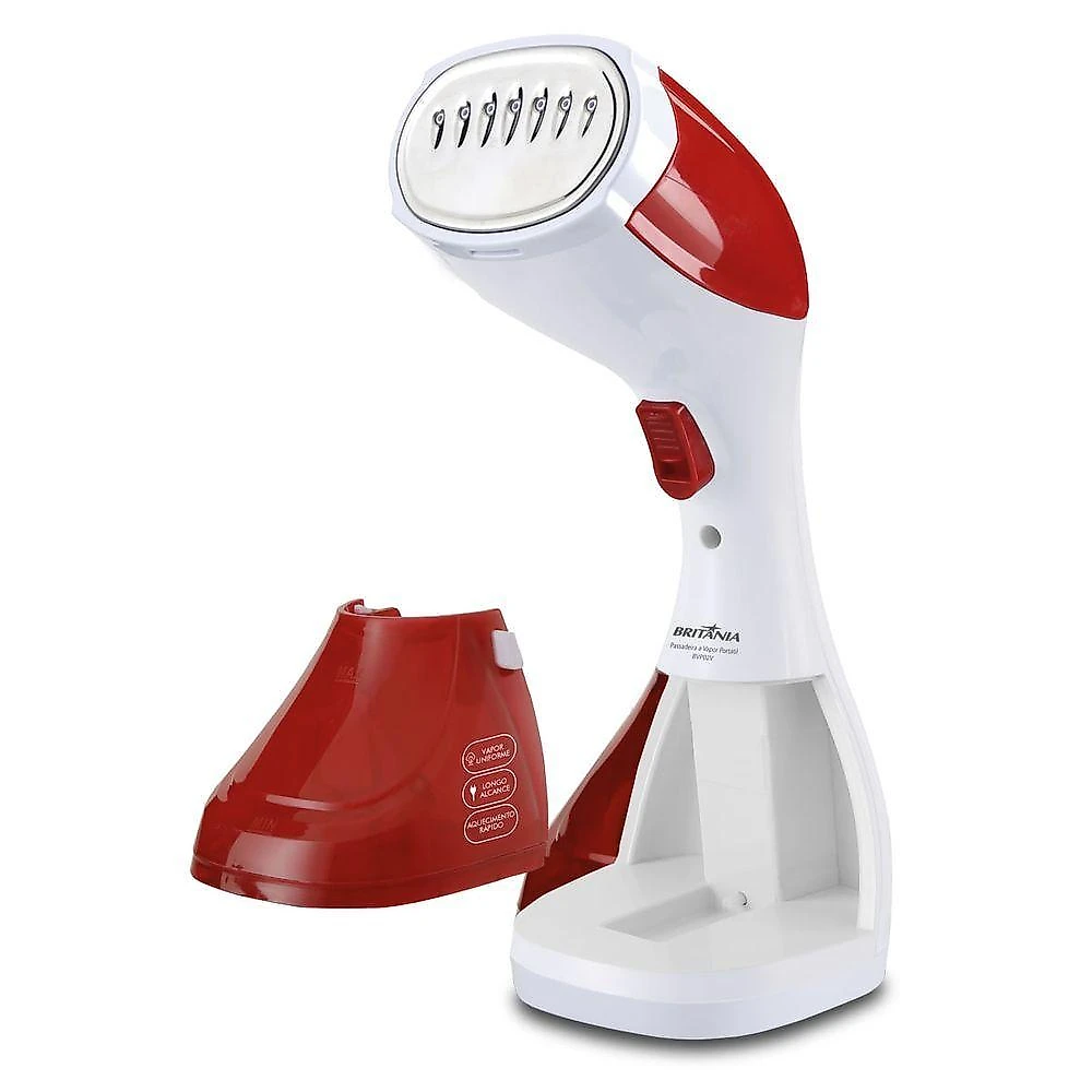 Passadeira a Vapor Portátil Britânia BVP02V 1100W 180ML Alta Vazão e Removedor de Pelos Vermelho 110V