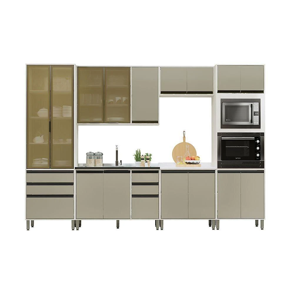 Cozinha Modulada Completa 6 Peças Sem Tampo Linea Luciane Mó Pátina Ff-mocca Laca