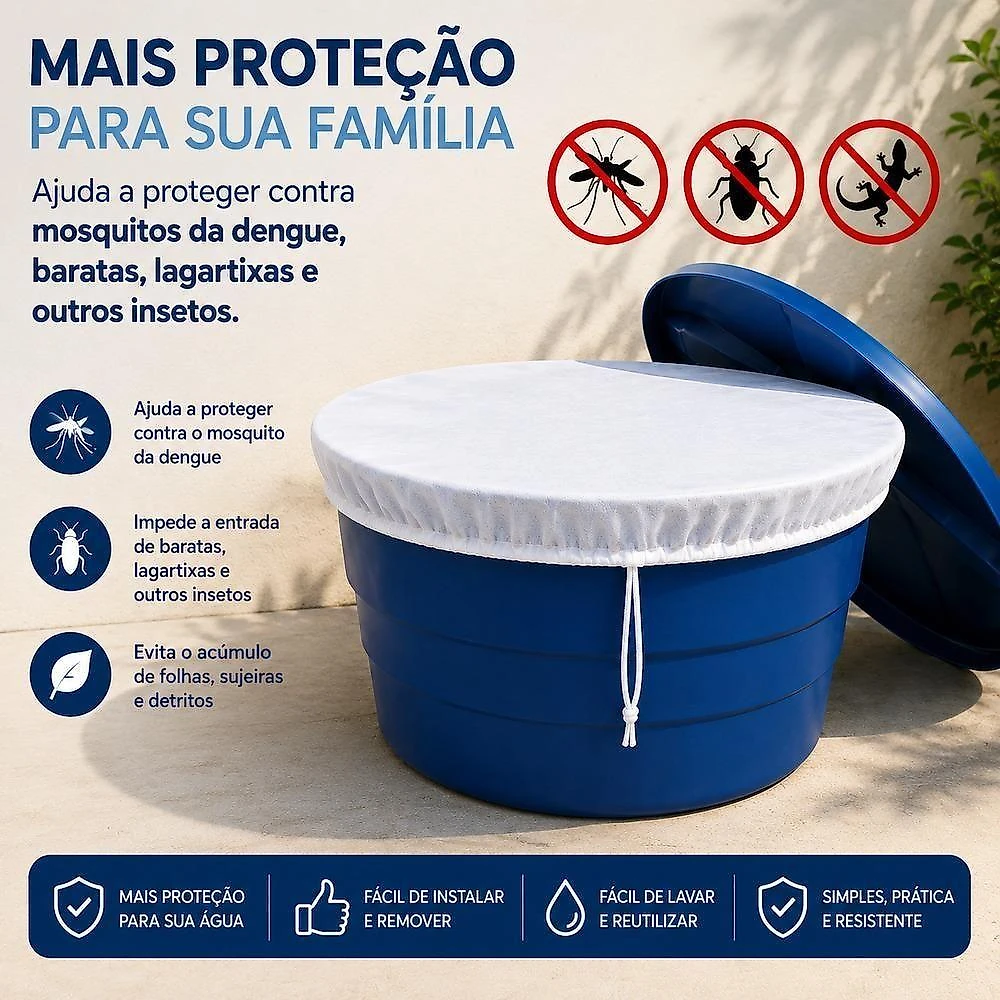 Tela Mosqueteira para Caixa D’Água 233-MX Proteção Anti Mosquito Branco Maxximo 500L