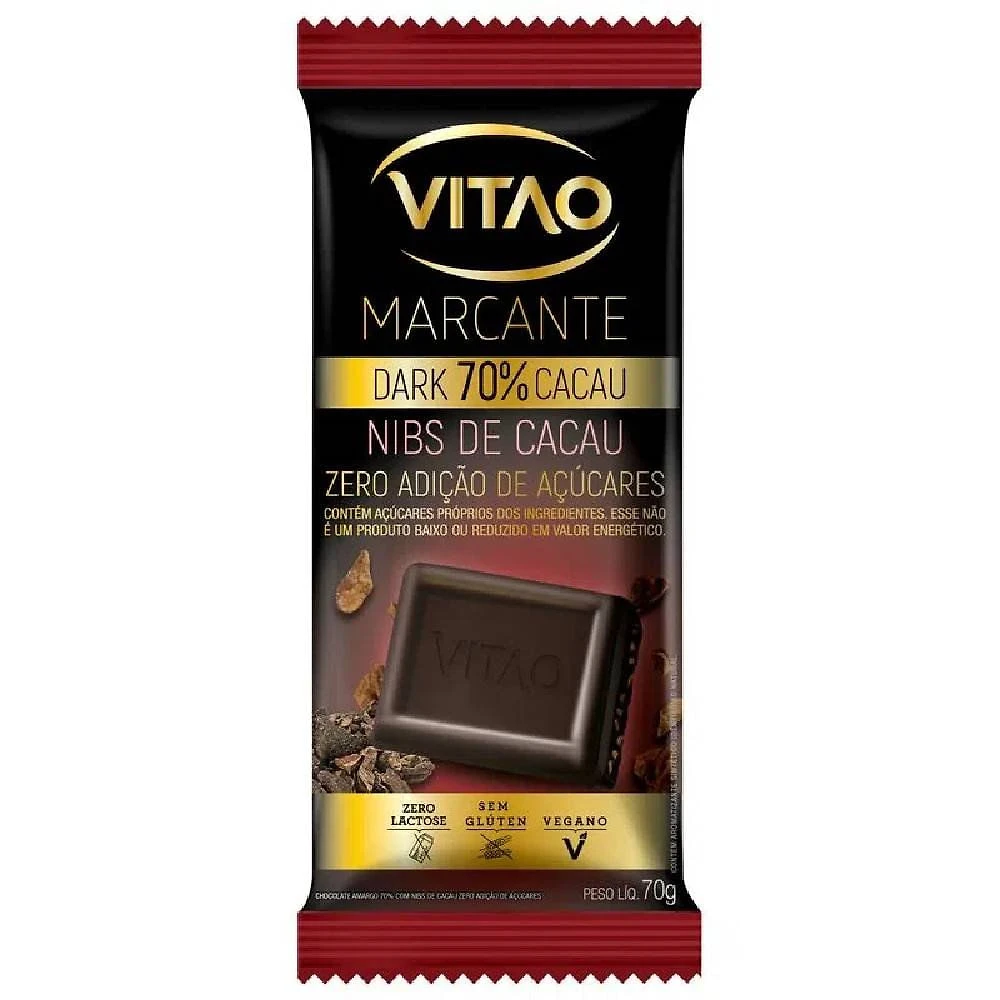 Chocolate Vitao Zero 70% Cacau Nibs De Cacau 70g