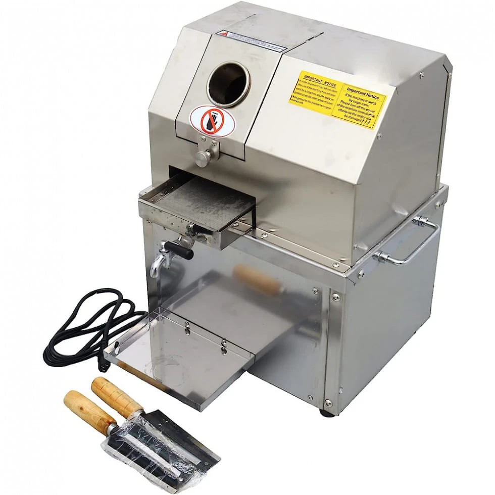 Moedor de Cana de Açucar Elétrico Profissional com 3 Rolos, Aço Inoxidável, 110V 800W, TECHTONGDA, Prata