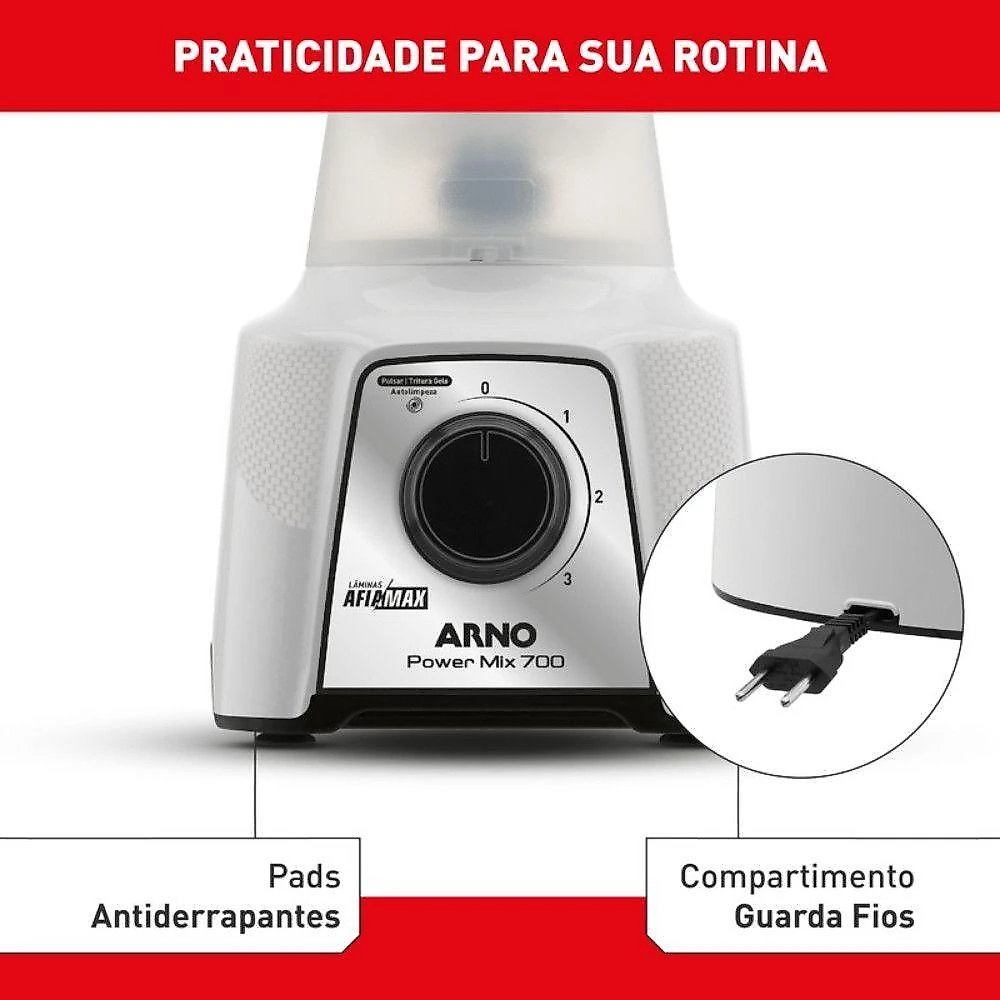 Liquidificador Arno Power Mix 700W 2L 2 Velocidades Branco 220V