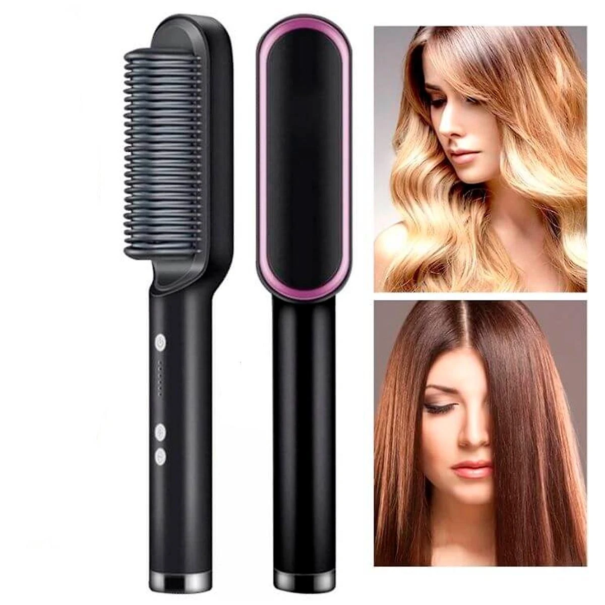 Miniatura Escova 3 Em 1 Chapinha Pente Modela Cabelo 110/220V Bivolt