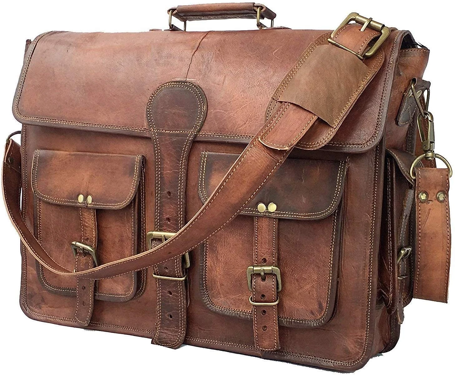 Cuero BolsaPasta de Couro Vintage para LaptopMarrom