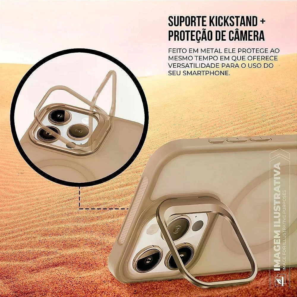 Capa para Iphone Gshield Titanium Desert Compatível com Magsafe Policarbonato e TPU Cinza