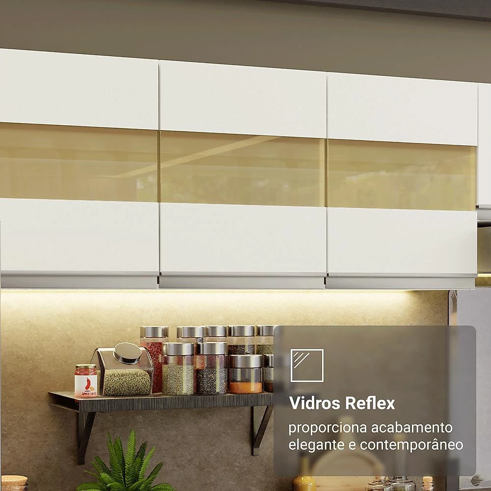 Armário de cozinha completa 100% mdf 310 cm branco smart 01 xa