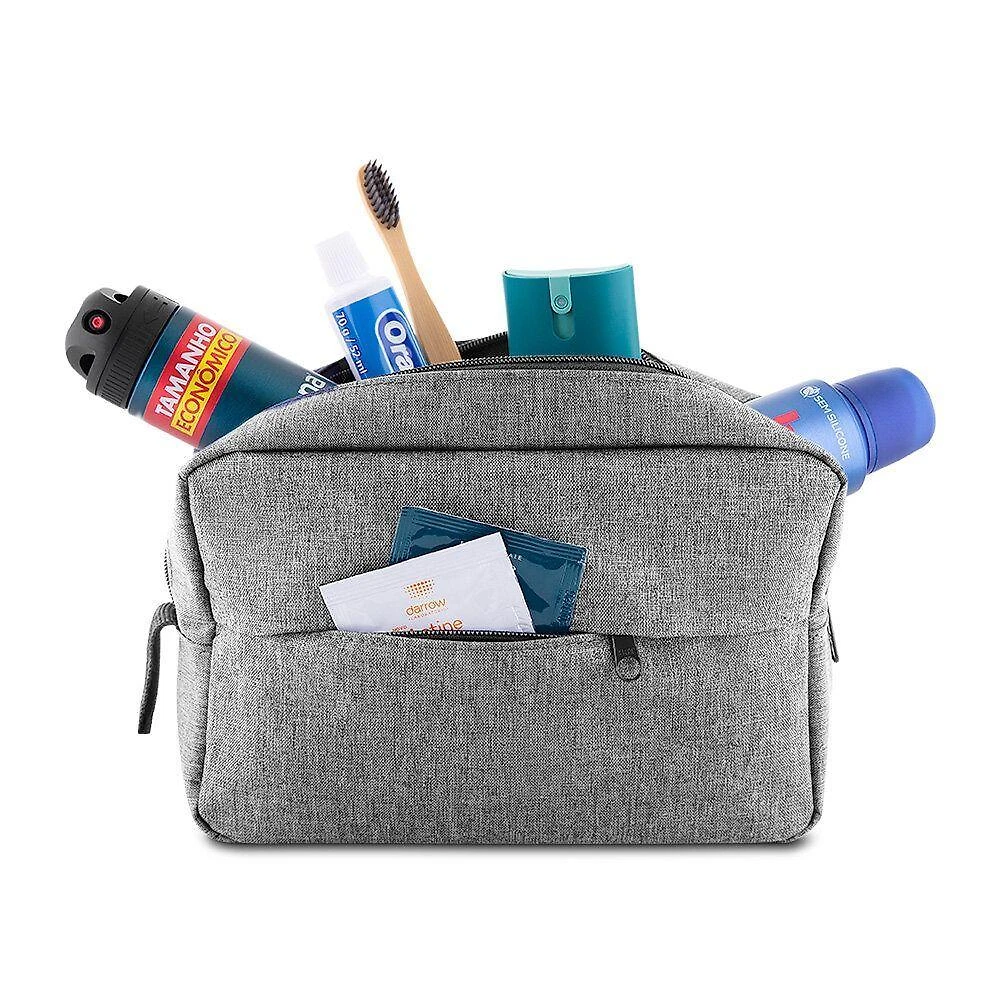 Necessaire Grande Poliéster 300D 17x25,4x8,5cm Cinza 3L Unissex com Alça Lateral