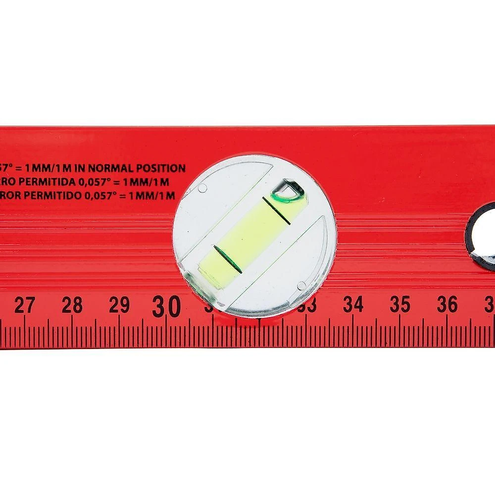 Nível de Alumínio com Régua 332209 3 Bolhas 400mm Vermelho Mtx