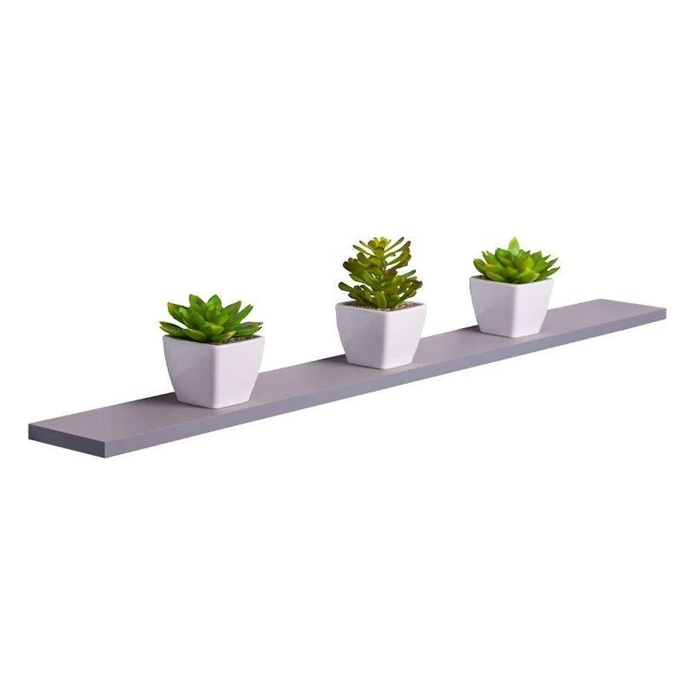 Prateleira Crie Fácil 90x20CM MDP Fixação Embutir Invisível Organizador Moderno Sala Cinza Claro