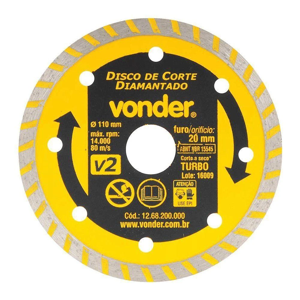 Disco de Corte Diamantado Turbo V2 com Maior Velocidade Cinza Vonder