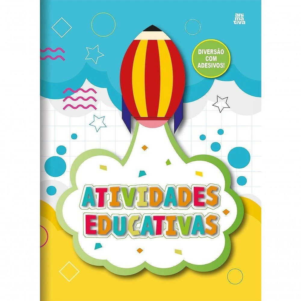 Caderno de Atividades Educativas ANIMATIVA 16 Folhas com Adesivos