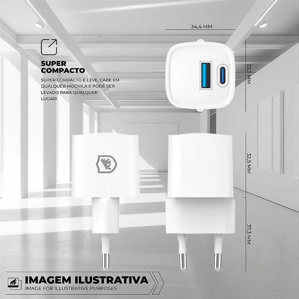 Kit Carregamento Rápido GaN 20W com Cabo 4 em 1 65W USB-C Lightning - Gshield