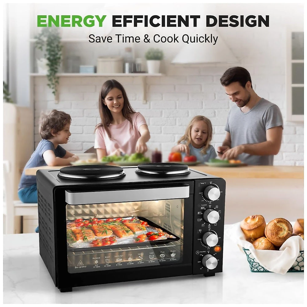 Forno Elétrico Nutrichef 30 Litros 2 Resistências 1500 Watts 7 Funções - Assar, Grelhar, Tostar e Mais - Com Bandeja de Assar.