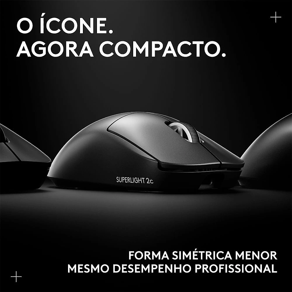 Mouse Gamer Sem Fio Logitech G Pro X Superlight 2c com 5 botões, Sensor 44K DPI, Atualização de até 8 kHz, Preto
