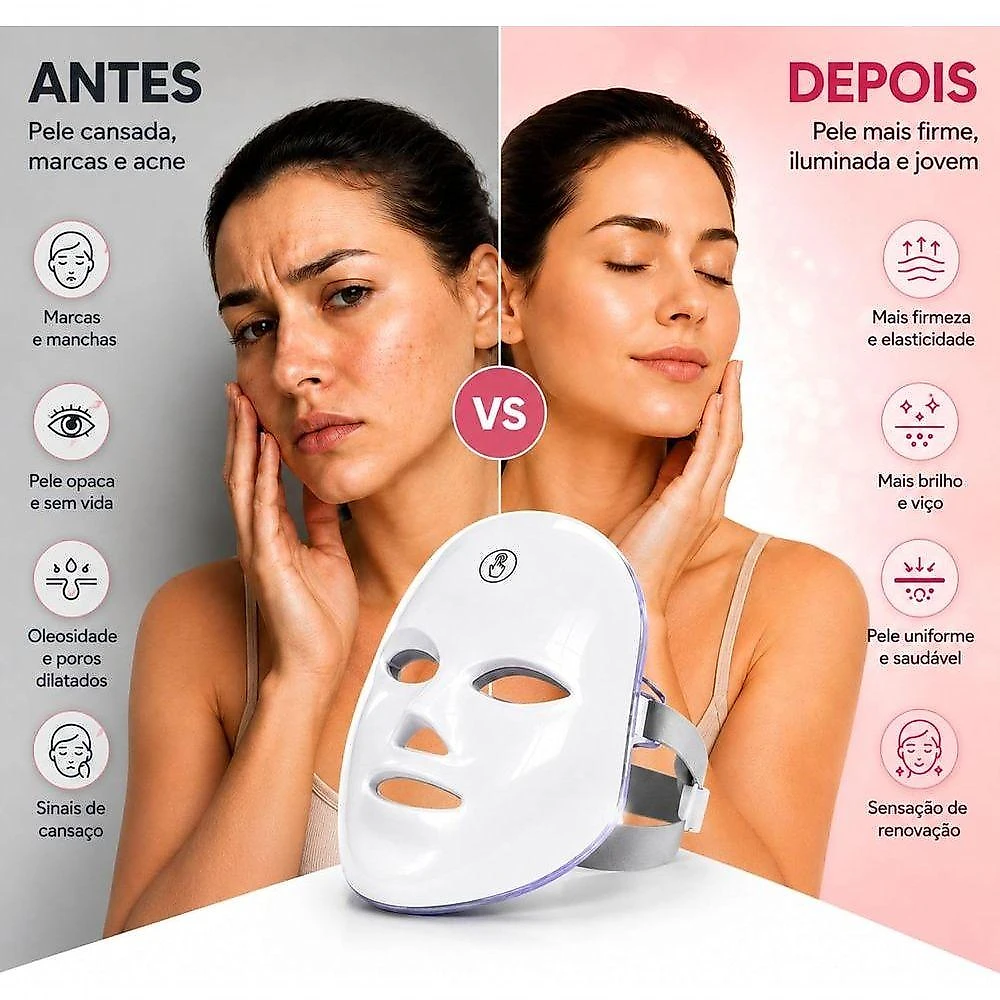 Máscara Facial de LED Profissional para Fototerapia Tratamento Não Invasivo para Rugas Flacidez