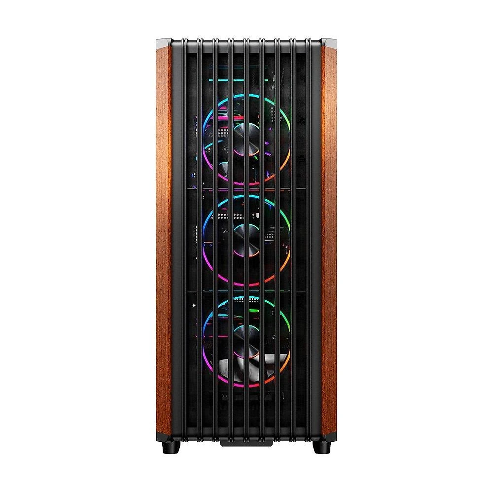 Miniatura Gabinete Gamer Liketec Pinos, E-ATX, Painel Frontal com Detalhes em Madeira, Preto - LC-KB-PINOS-2025-1002