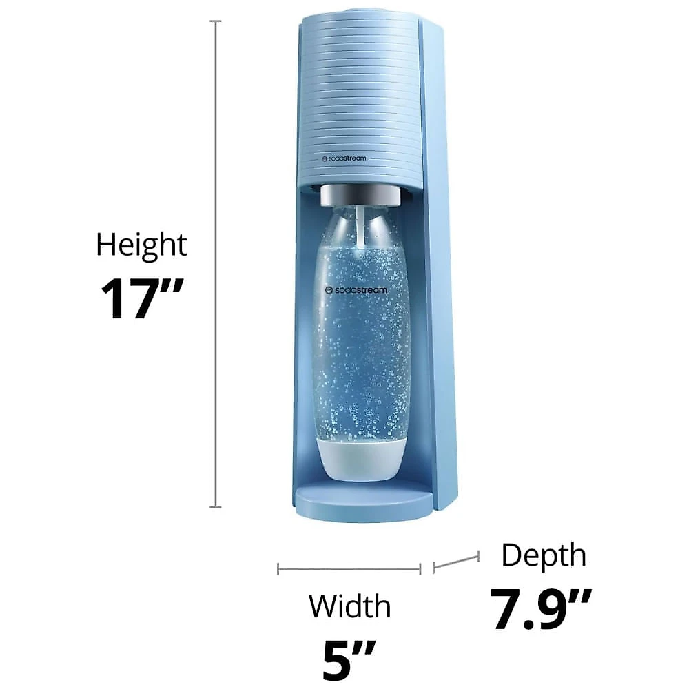 SodaStream Terra Sparkling Water Maker Misty Blue com CO2, Garrafa DWS e Bubly Drop