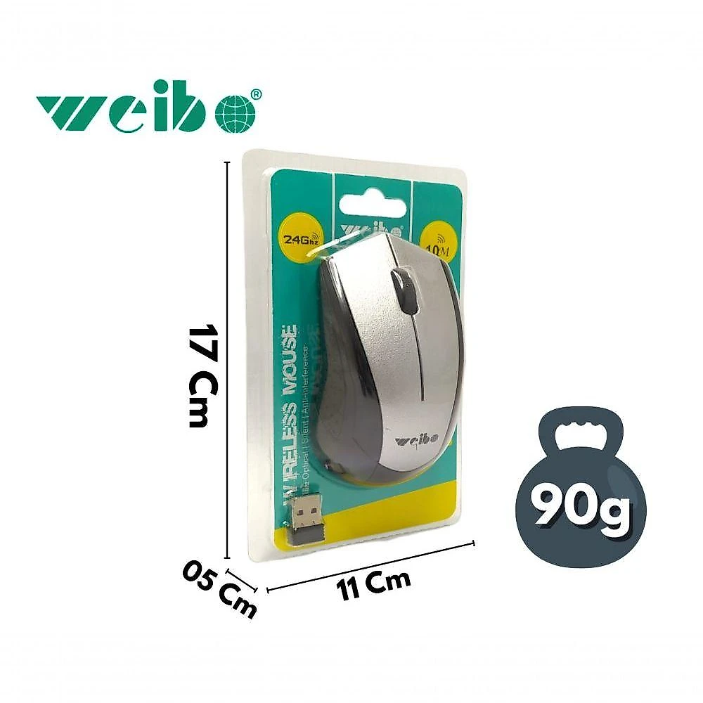 Mouse Óptico sem Fio 1600DPI para Pc e Notebook com Sensor de Alta Precisão Weibo